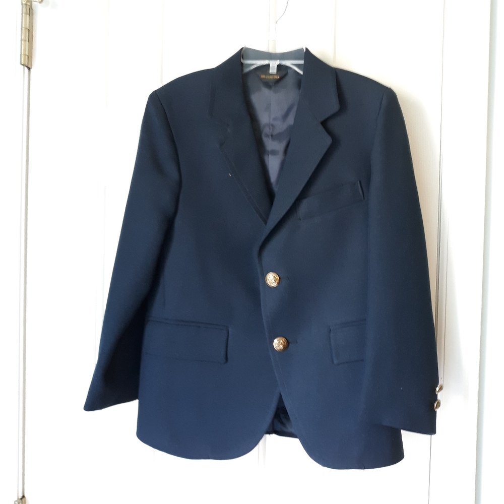Boys Navy Suit Jacket with Golden Buttons